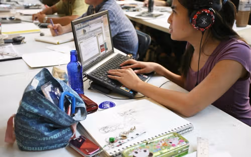 Student on a computer