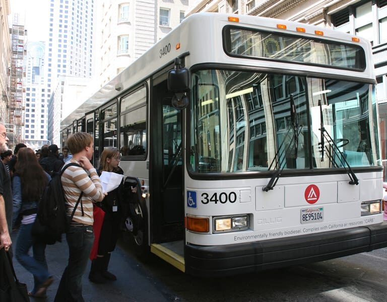 Students boarding a bus