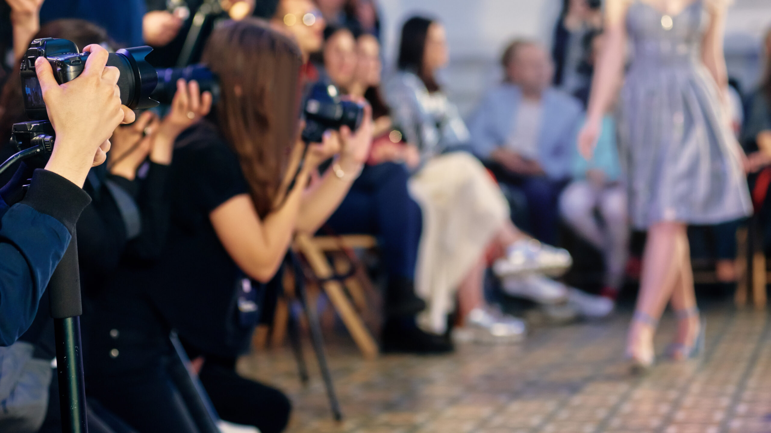 photographers working on presentation of modern fashion show