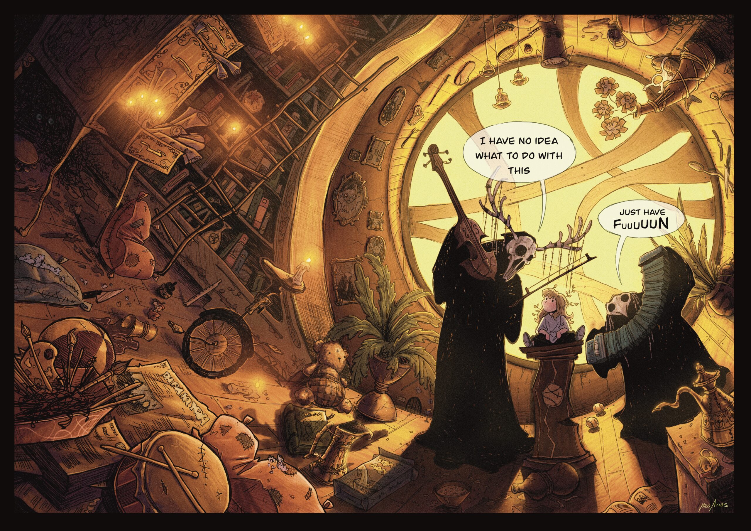 Digital drawing of undead musicians