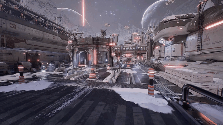 Example of student work from the School of Animation and Visual Effects showing a futuristic cityscape