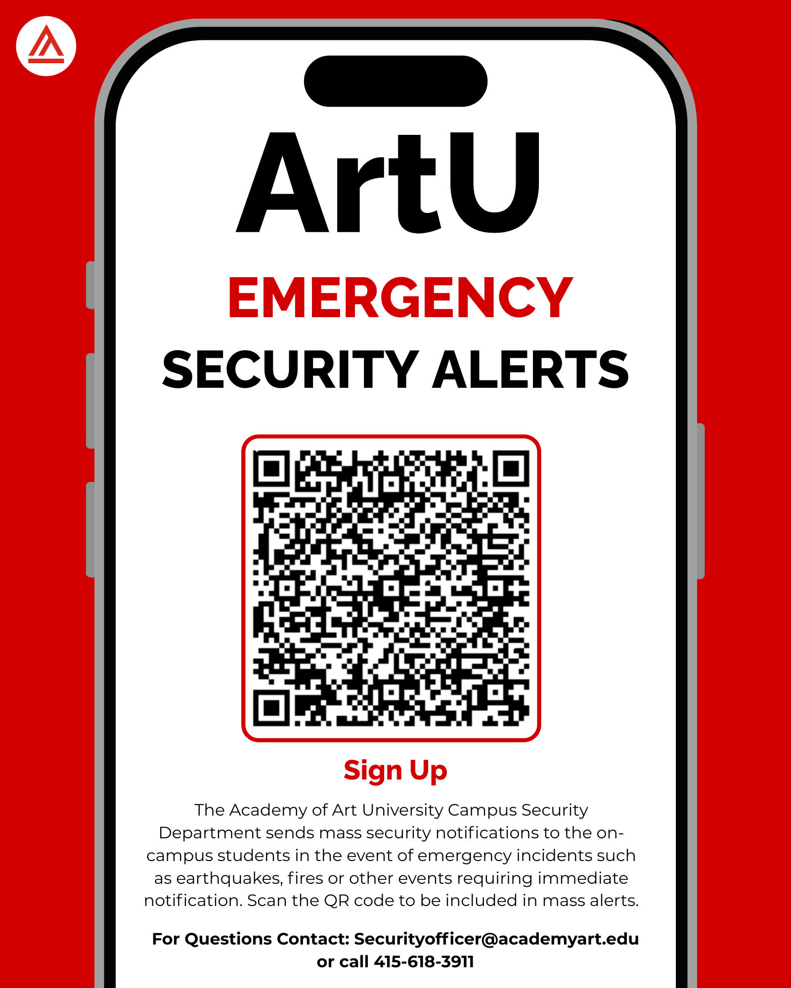 Campus Safety Alert QR Code for Faculty/Staff